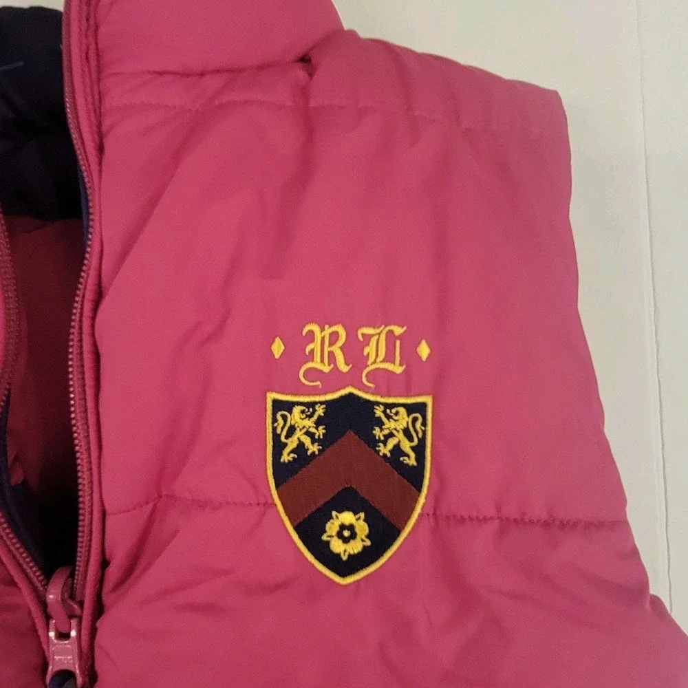 Polo‎ Ralph Lauren Girls 12-14 Puffer Vest Down Feather Fill Reversable Crest